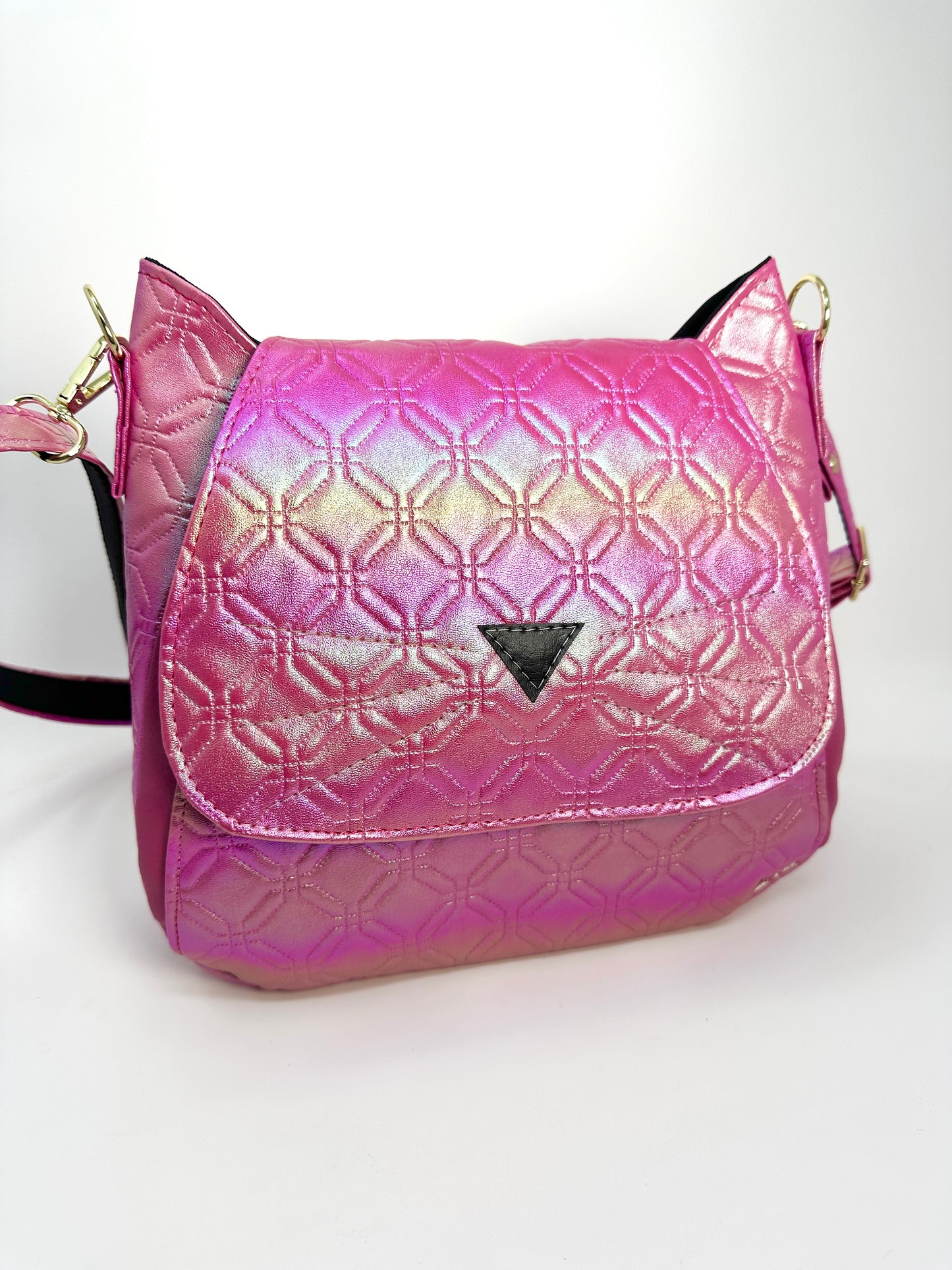 Cat Crossbody Bag - Pink Embossed
