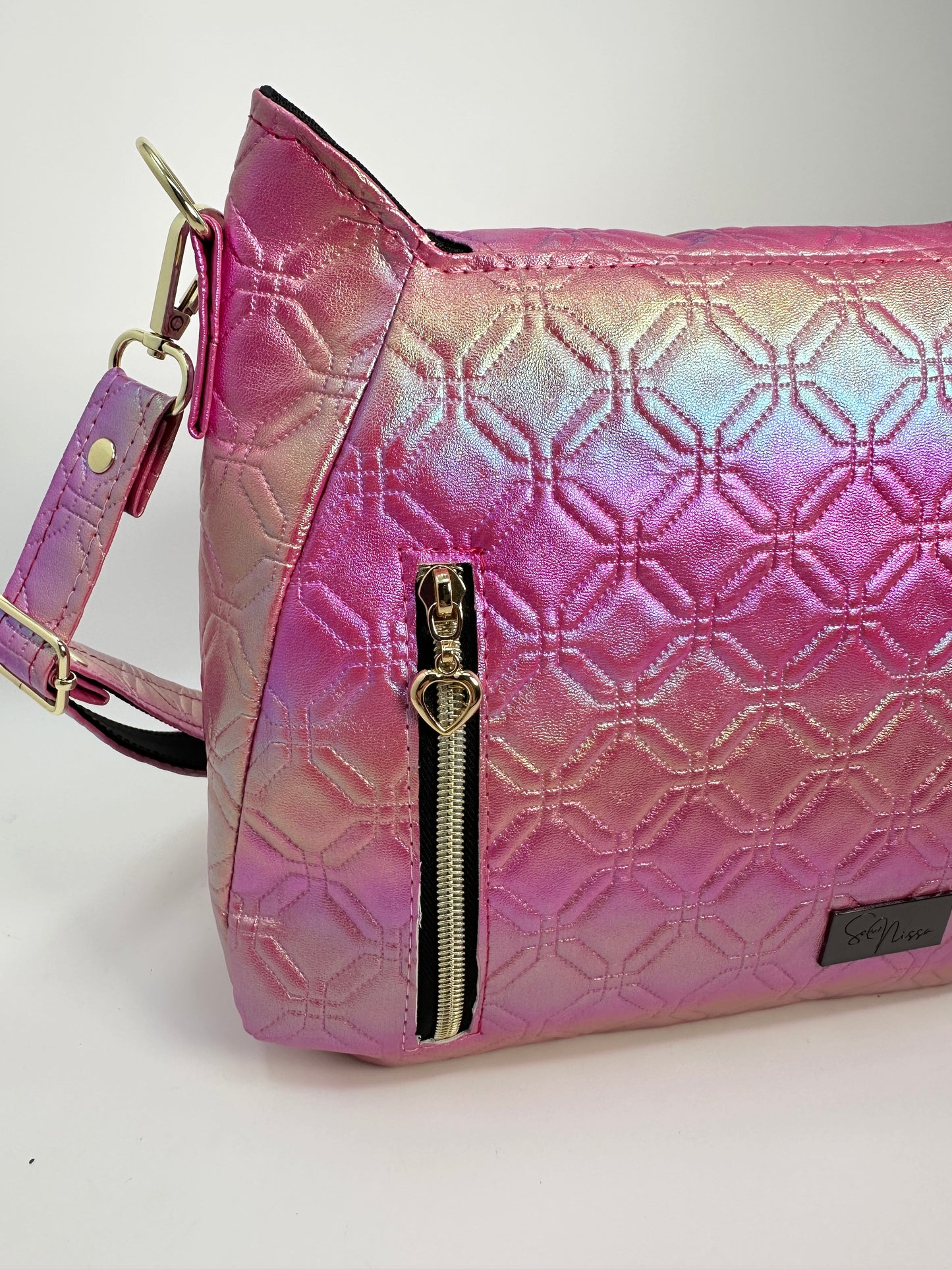 Cat Crossbody Bag - Pink Embossed