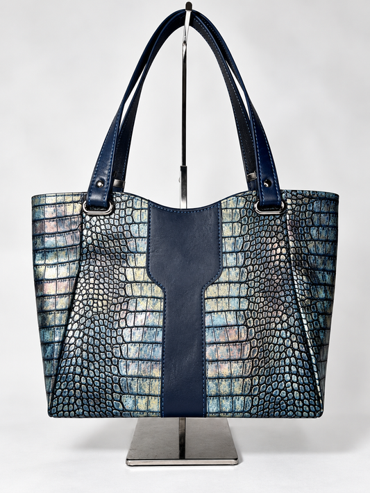 Rosanne Handbag - Luxury Snake Vinyl Navy Blue
