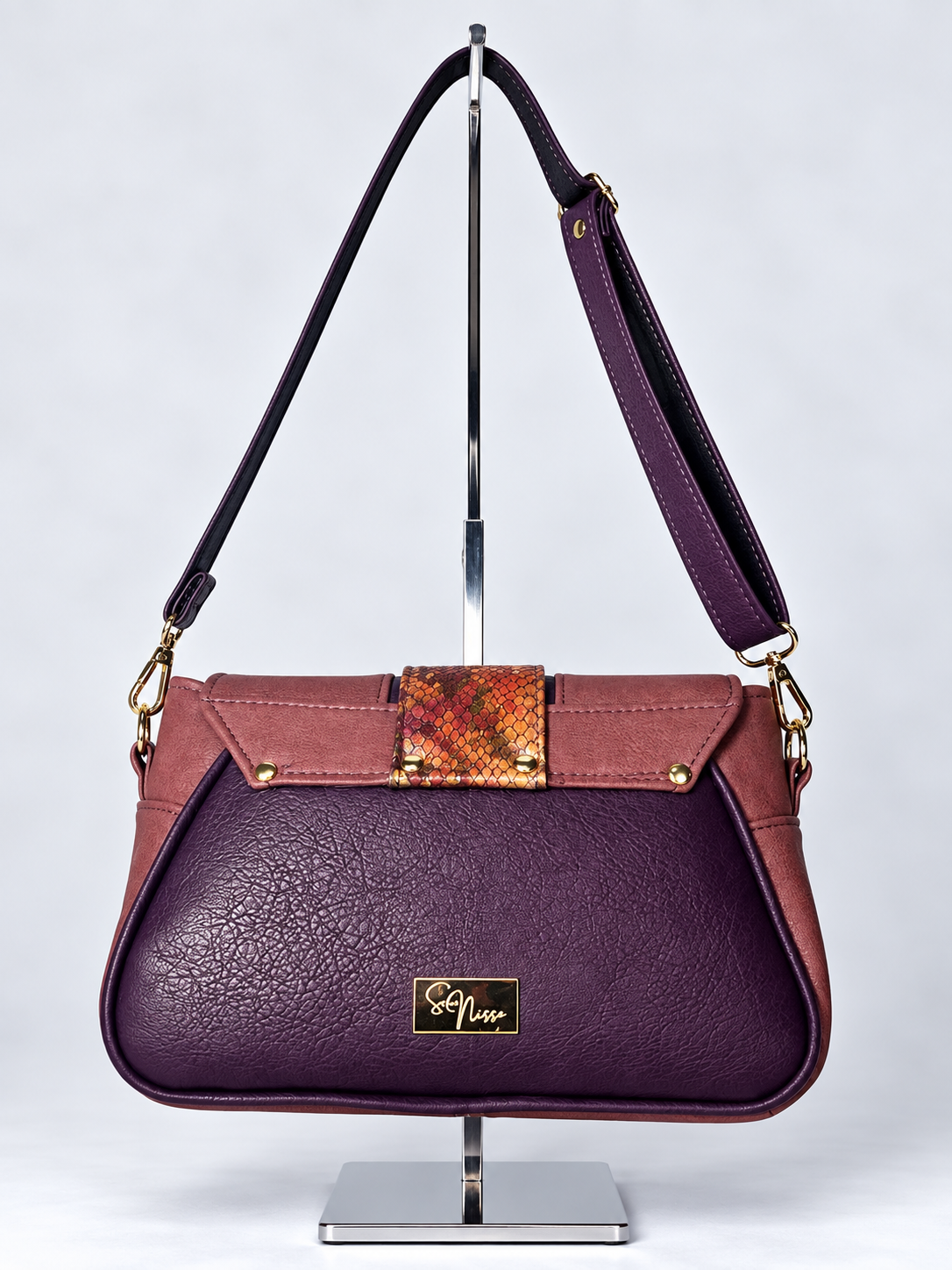 Mukava Crossbody - Luxury Snake Vinyl Mulberry