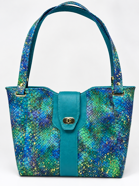 Rosanne Handbag - Luxury Snake Vinyl Teal